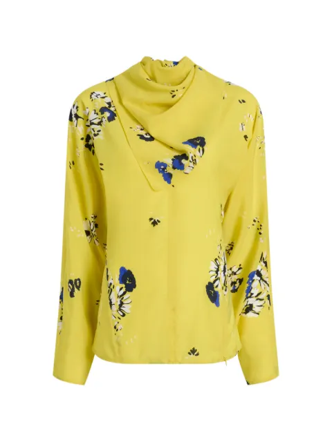 Proenza Schouler blusa con estampado floral y cuello drapeado