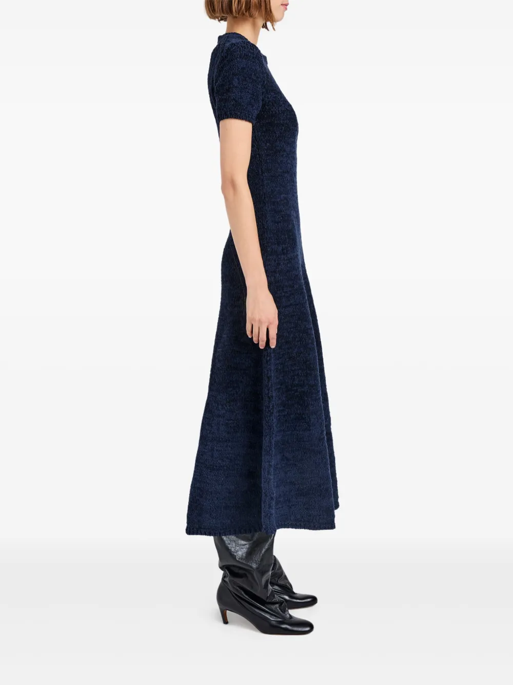 Proenza Schouler White Label Mel katoenen midi-jurk met korte mouwen Blauw