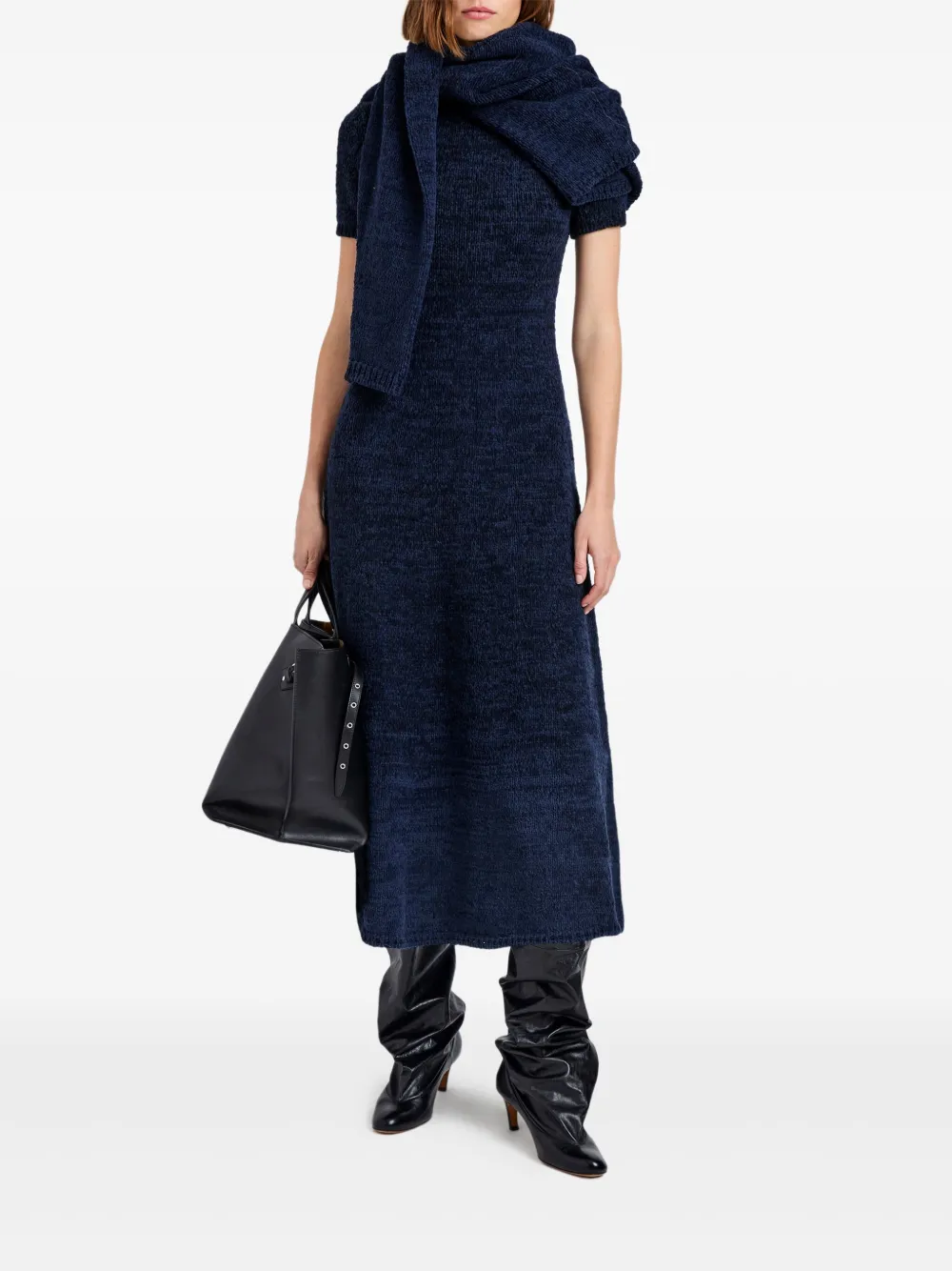 Proenza Schouler White Label Mel katoenen midi-jurk met korte mouwen - Blauw