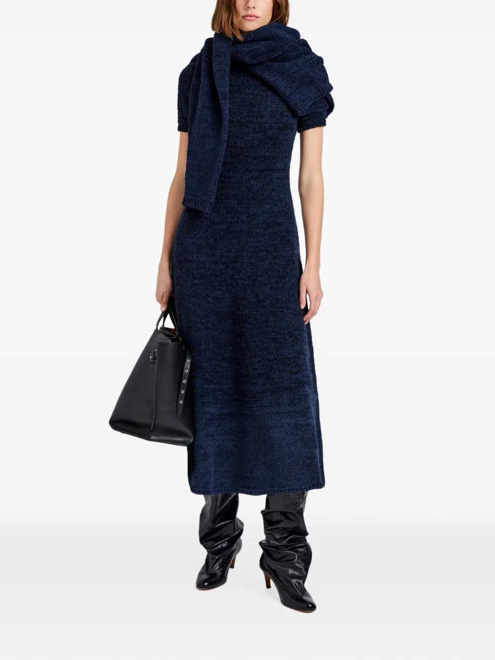 Proenza Schouler White Label Mel katoenen midi-jurk met korte mouwen Blauw