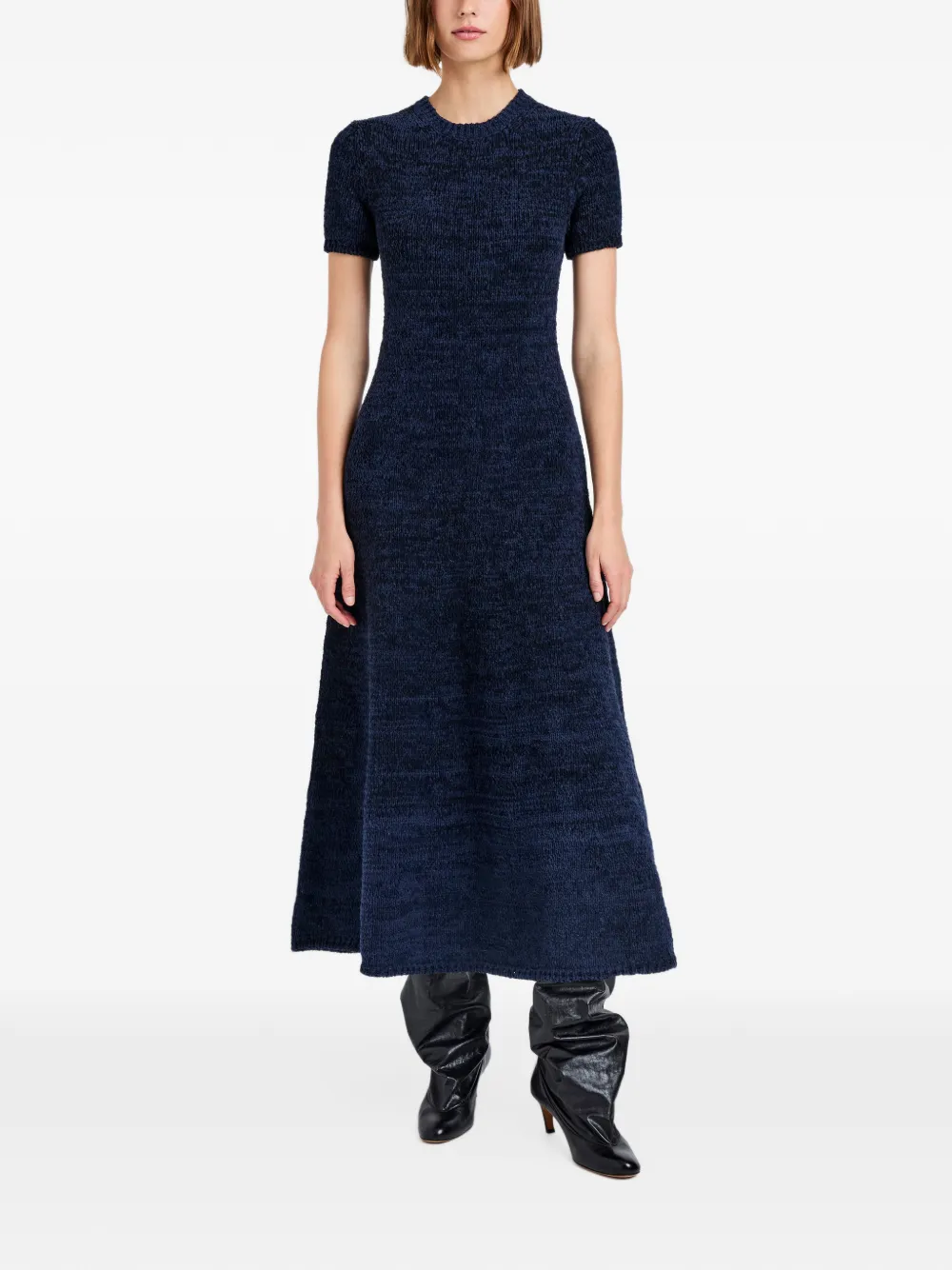 Proenza Schouler White Label Mel katoenen midi-jurk met korte mouwen Blauw