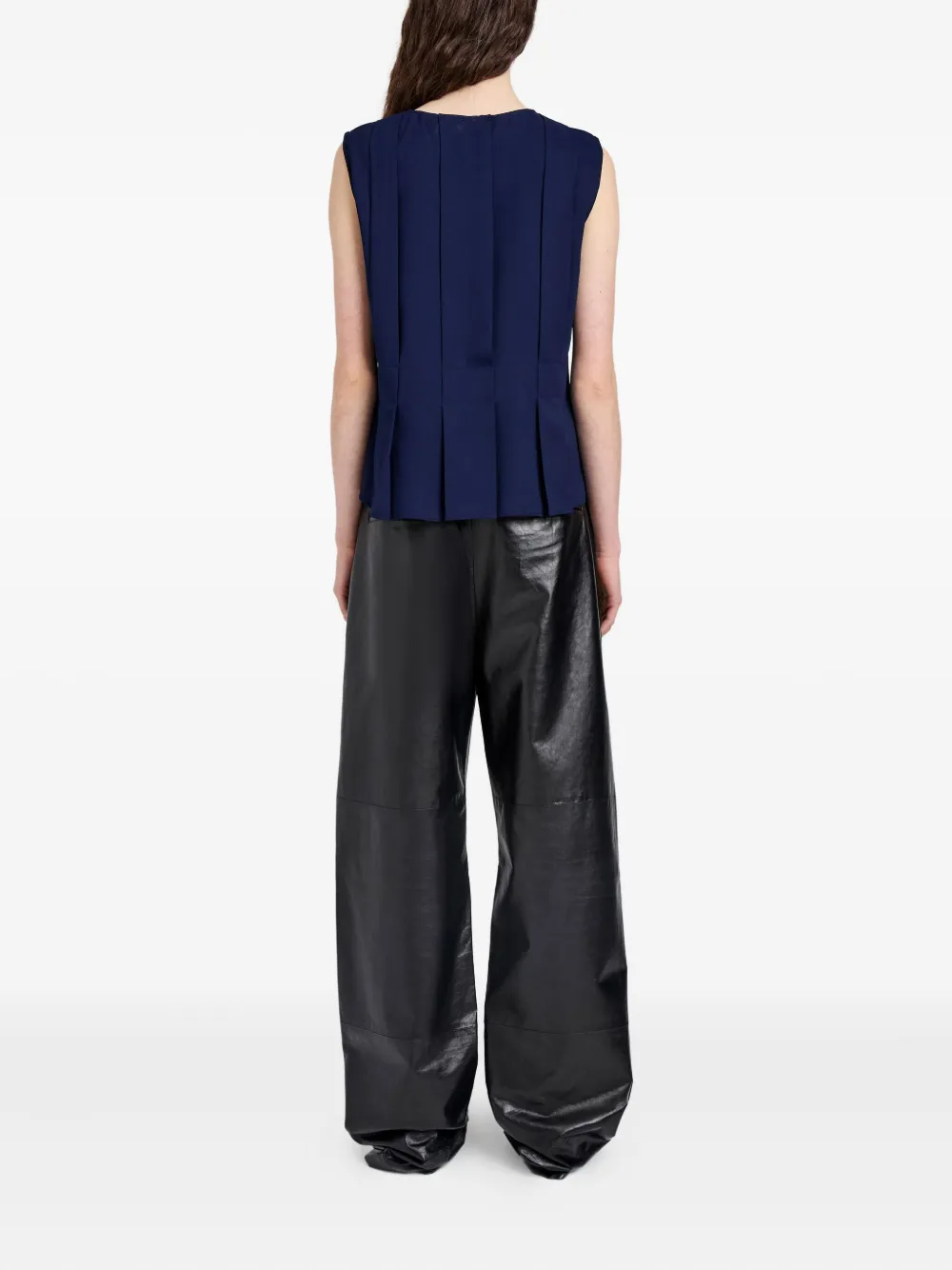 Proenza Schouler White Label Makayla Pleated Sleeveless Top In Blue