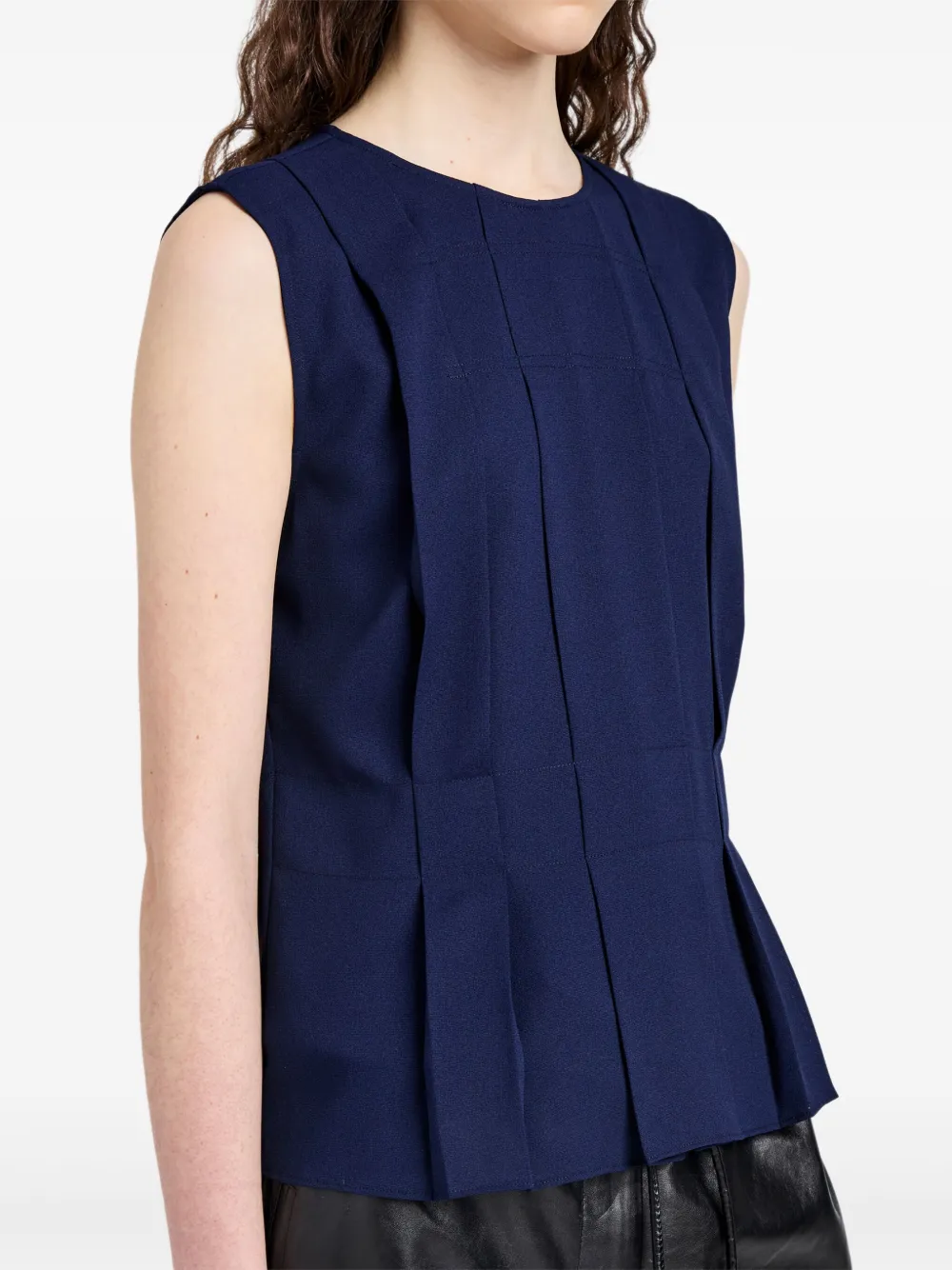 Proenza Schouler White Label Makayla Pleated Sleeveless Top In Blue