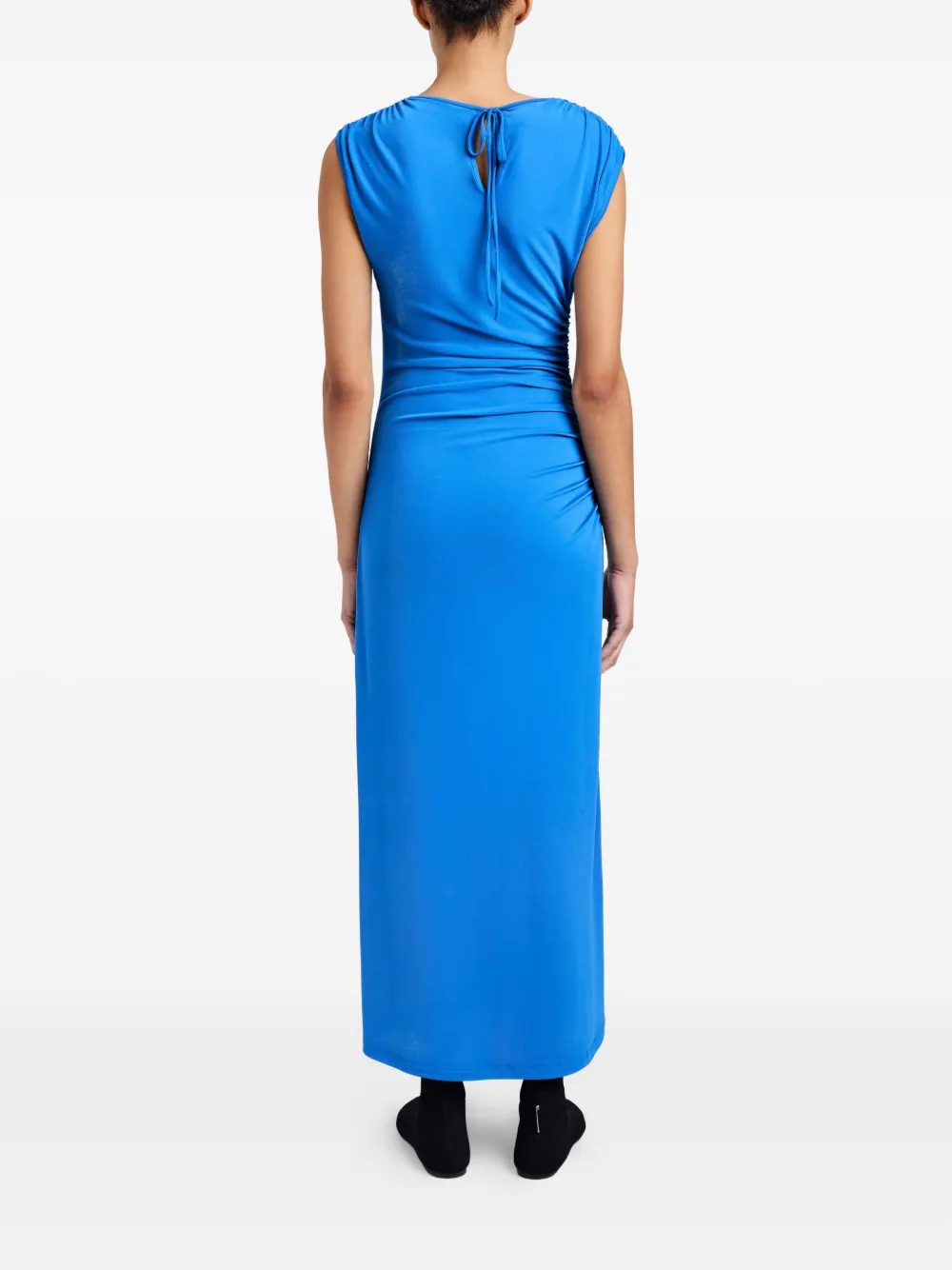 Proenza Schouler White Label Mimi Gathered-sleeve Midi Dress In Blue
