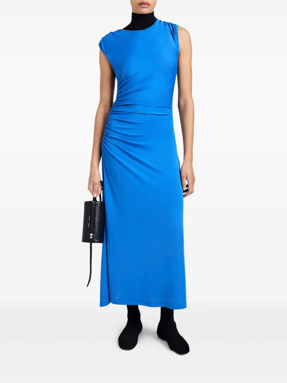 Proenza Schouler White Label Mimi Gathered-sleeve Midi Dress In Blue