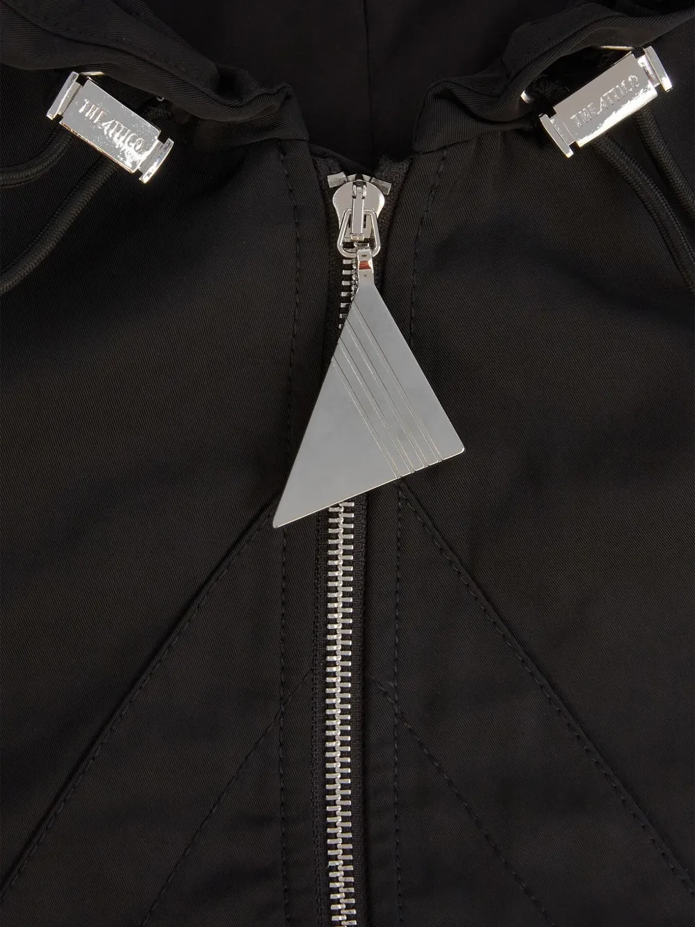 Attico Bomber Jacket With Hood And Drawstring Hem In Black