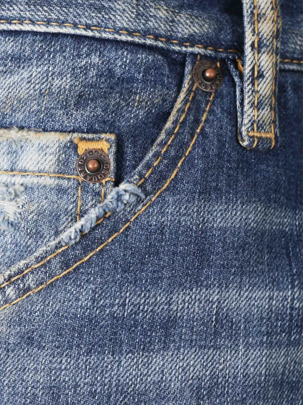 Dsquared2 Faded Distressed Denim Jeans In Blue