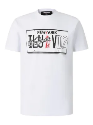 DSQUARED2 Ibra-print Cotton T-shirt | White | FARFETCH JO