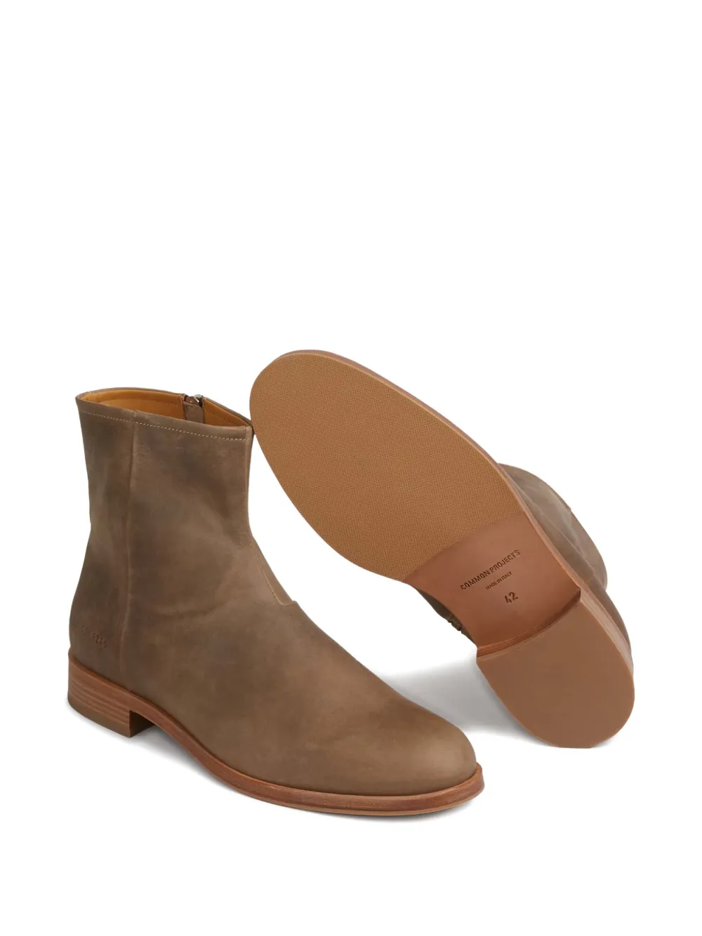Common Projects Waxed Suede Side-zip Boots In Brown