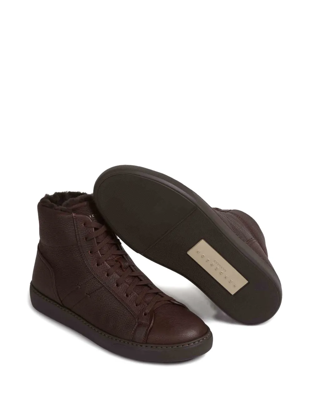 Henderson Baracco Boris leather high-top sneakers Brown