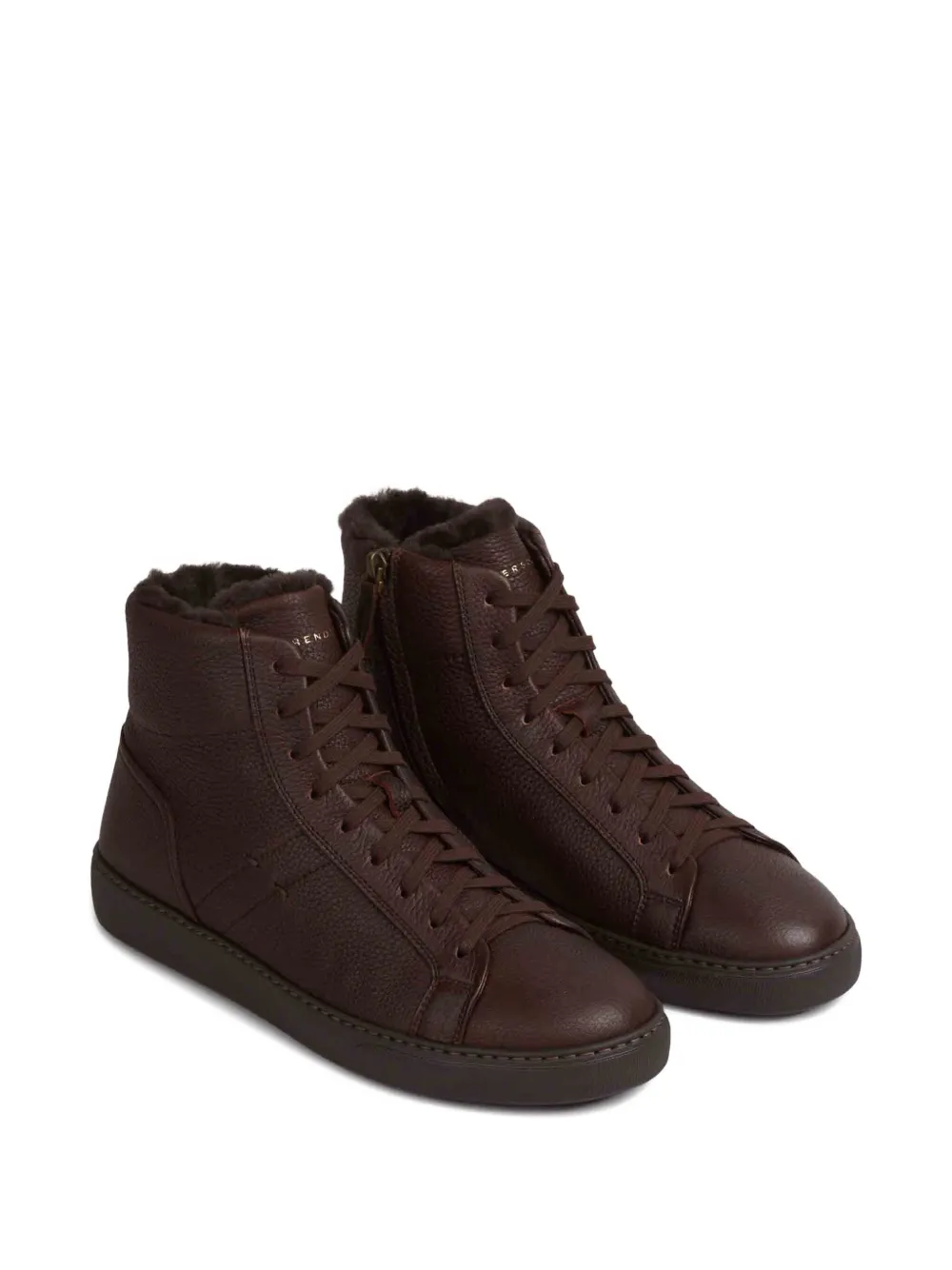 Henderson Baracco Boris leather high-top sneakers Brown
