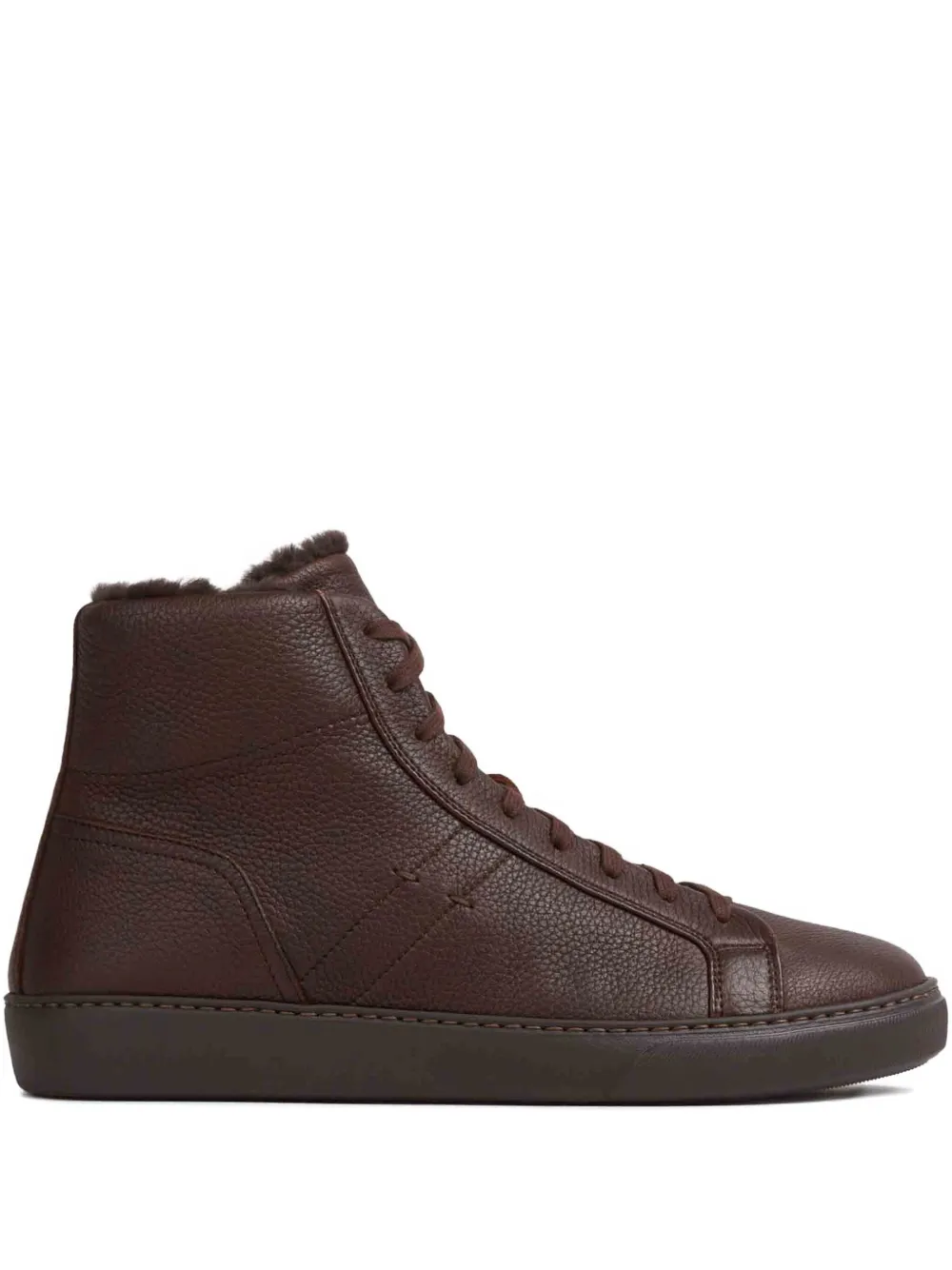 Henderson Baracco Boris leather high-top sneakers Brown
