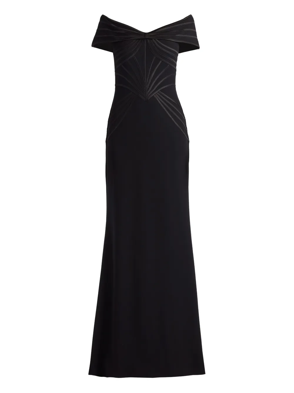 Tadashi Shoji off-shoulder panelled gown | Black | Image 1