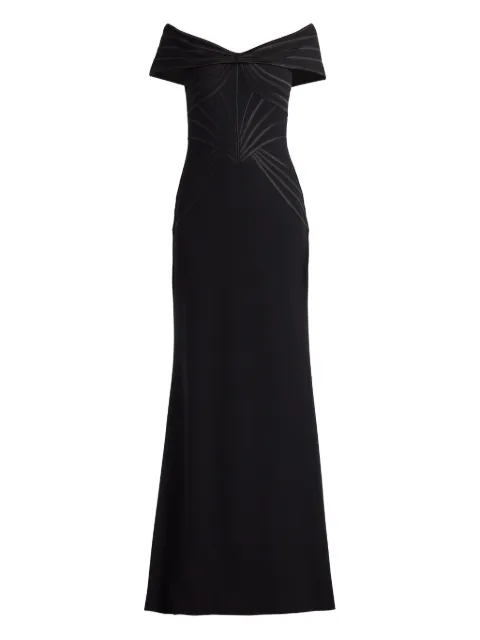 Tadashi Shoji off-shoulder panelled gown 