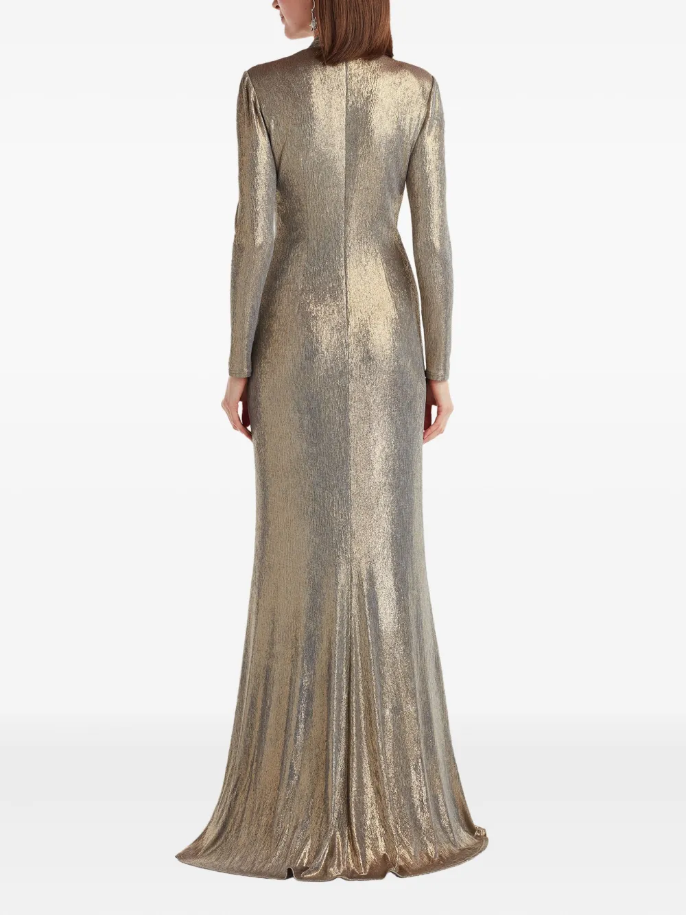 Tadashi Shoji Pleated Knot-front Maxi Dress In Gray