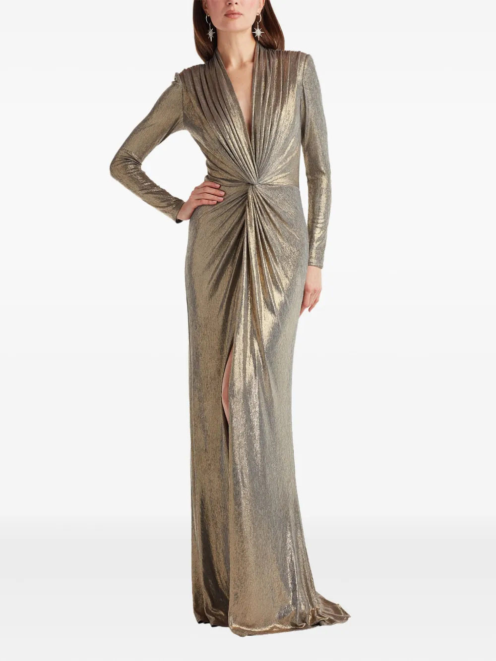 Tadashi Shoji pleated knot-front maxi dress | Evening Dresses | Image 2