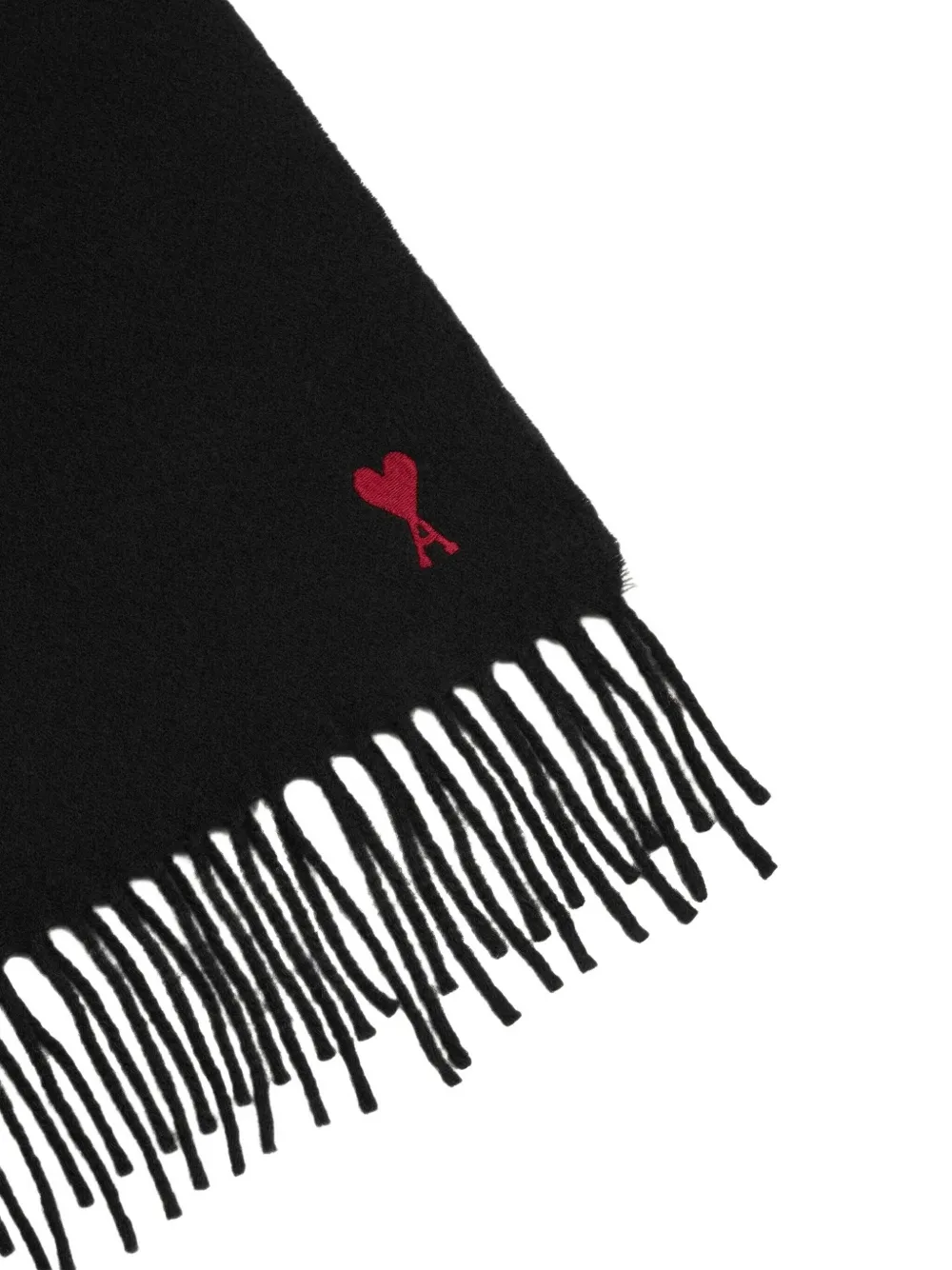 AMI Paris heart-embroidered fringed scarf | Women | Image 2