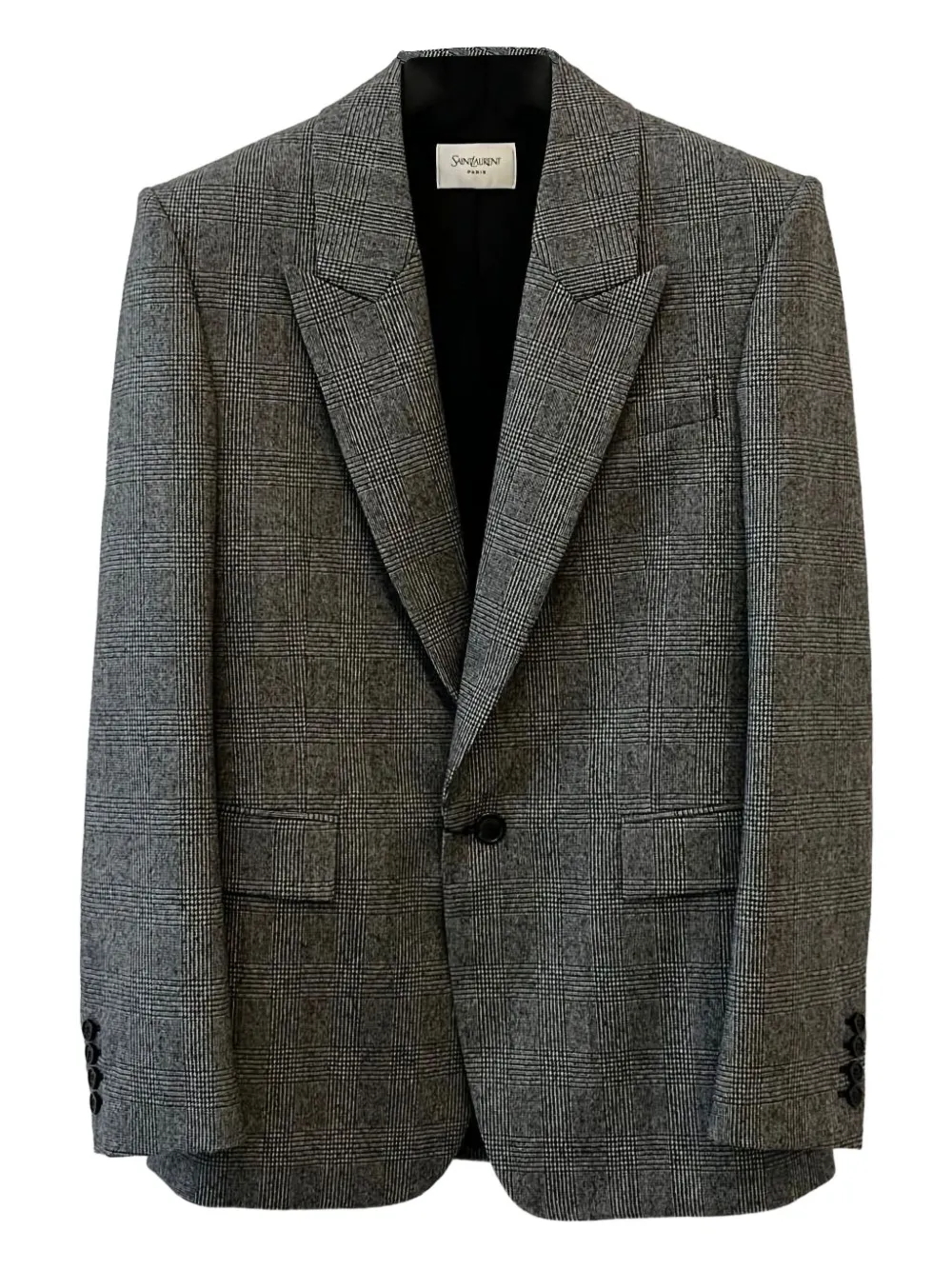 Saint Laurent checked single-breasted blazer - グレー Saint Laurent checked single-breasted blazer - グレー