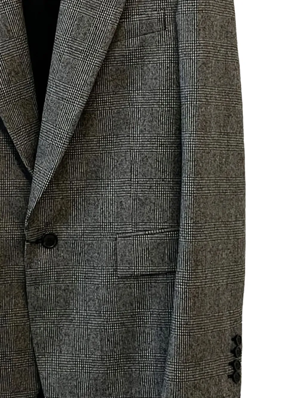 Saint Laurent Checked Single-breasted Blazer In Gray