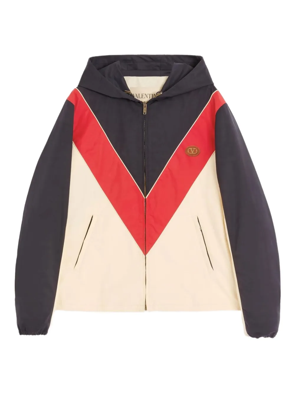 Valentino Garavani hooded colour-block jacket - ブルー Valentino Garavani hooded colour-block jacket - ブルー