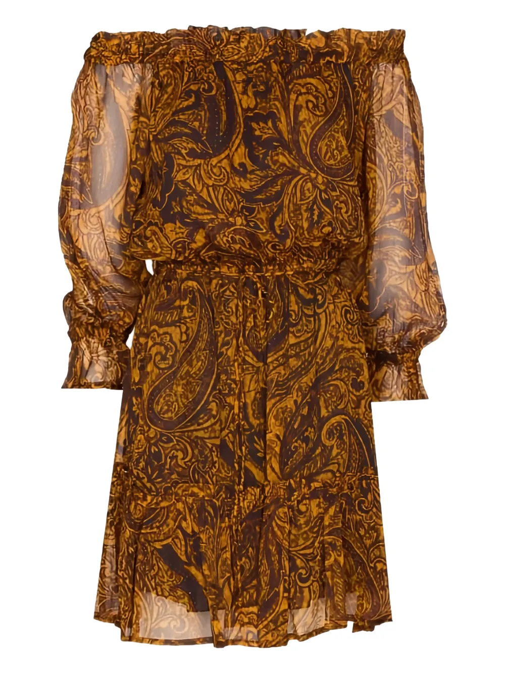 PINKO paisley-print off-shoulder midi dress - Gelb