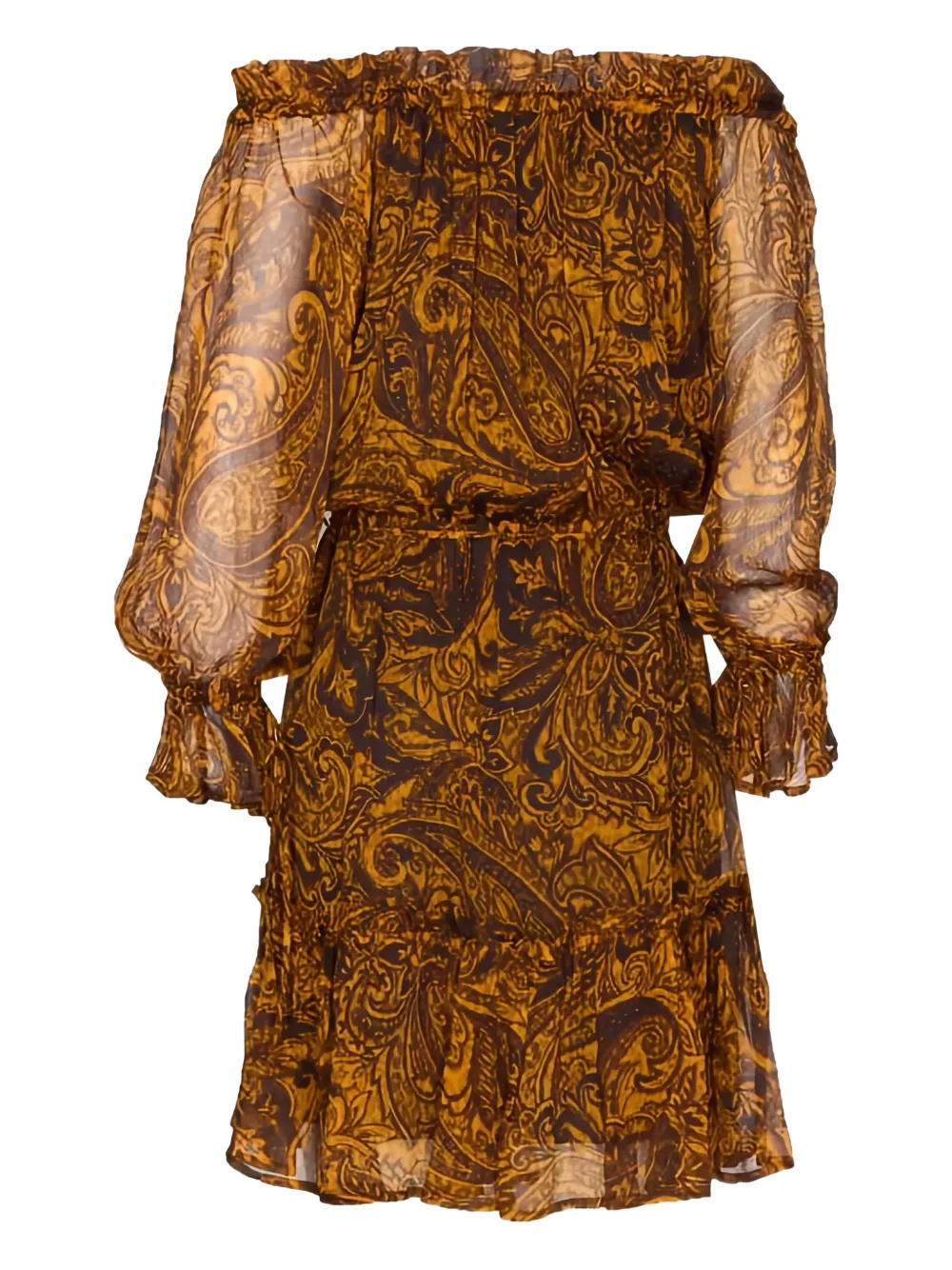 PINKO paisley-print off-shoulder midi dress - Geel