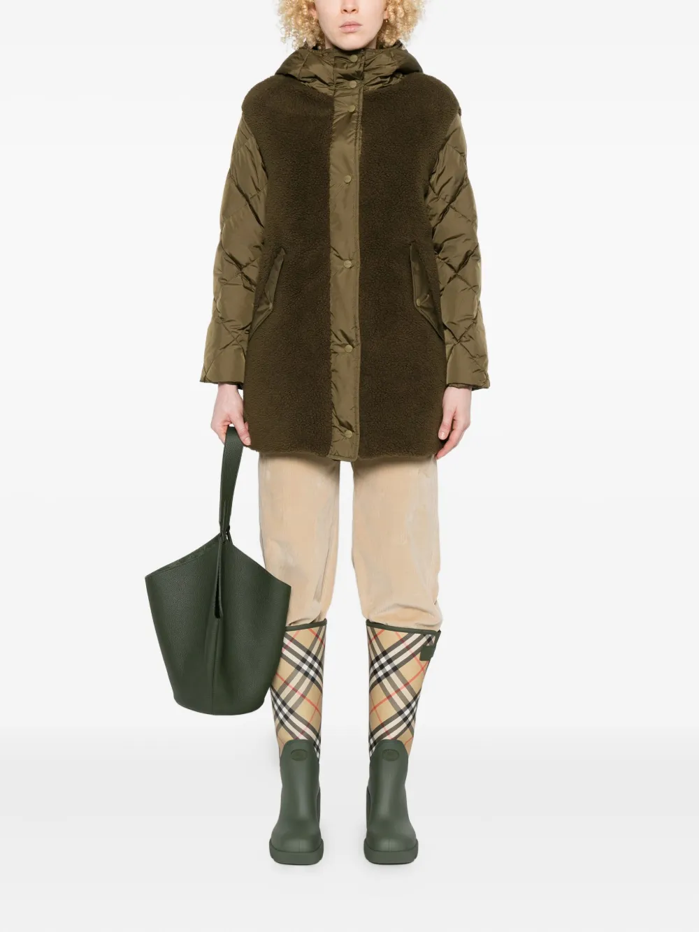 Herno Quilted Fleece Jacket In Green