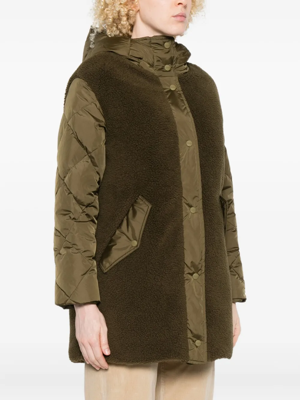 Herno Quilted Fleece Jacket In Green