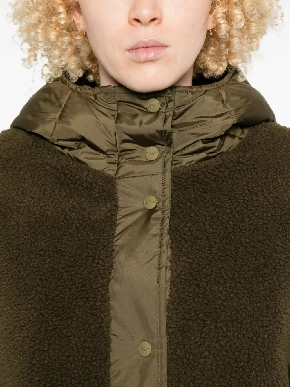 Herno Quilted Fleece Jacket In Green