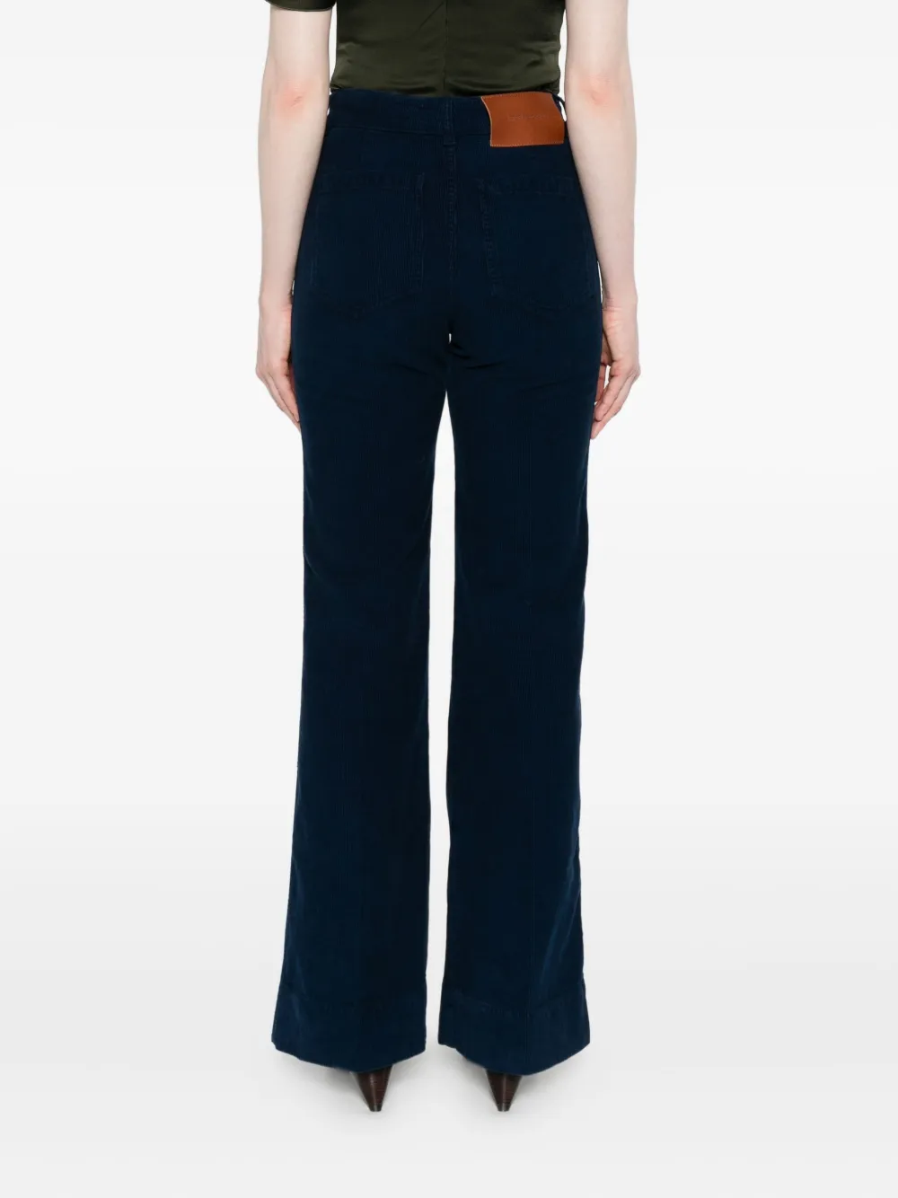 Victoria Beckham Ribfluwelen broek met zak aan de voorkant Blauw