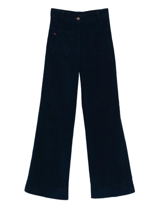 Victoria Beckham Corduroy Front-pocket Trousers in Blue