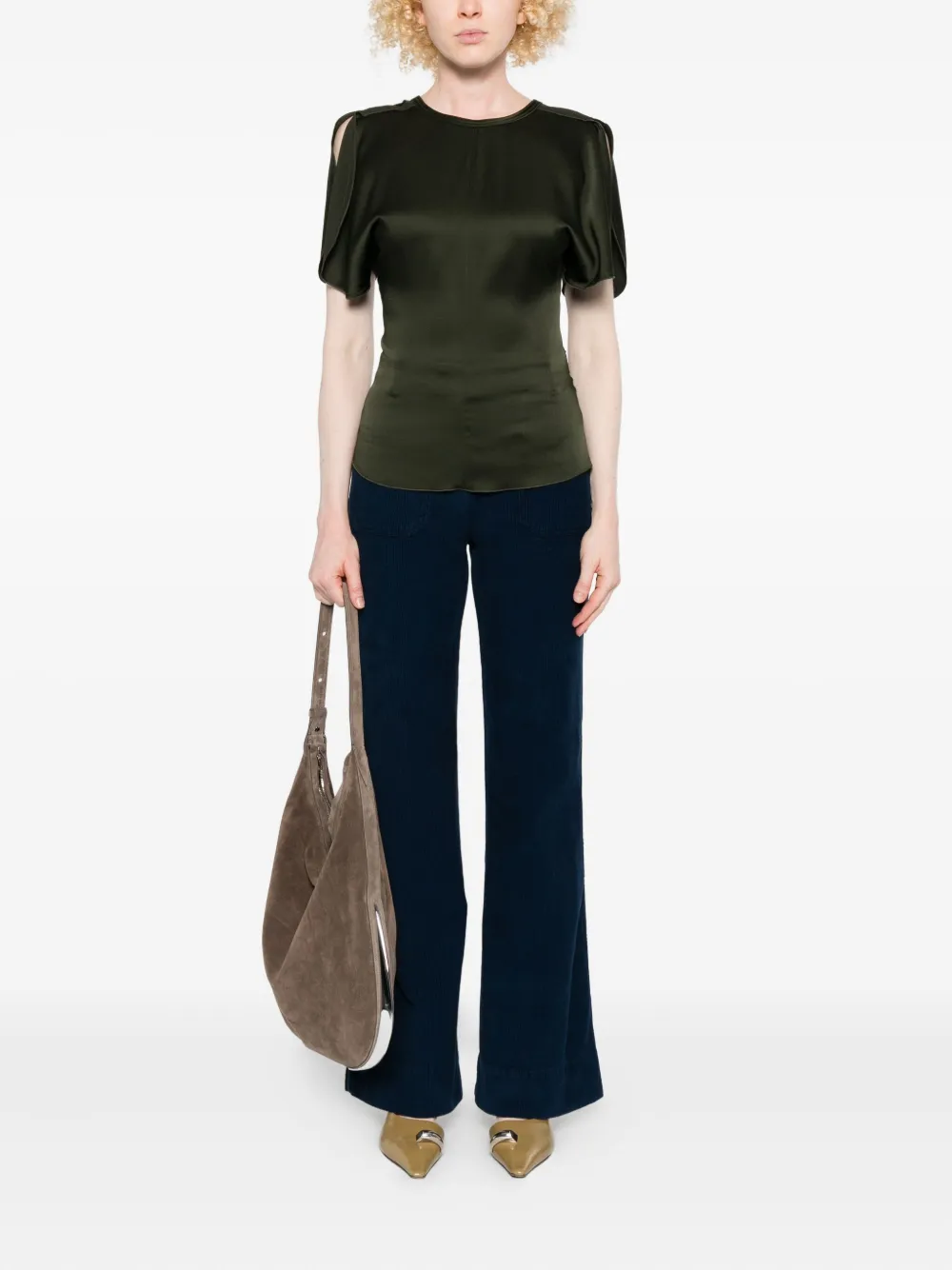 Victoria Beckham draped-sleeve blouse - Groen