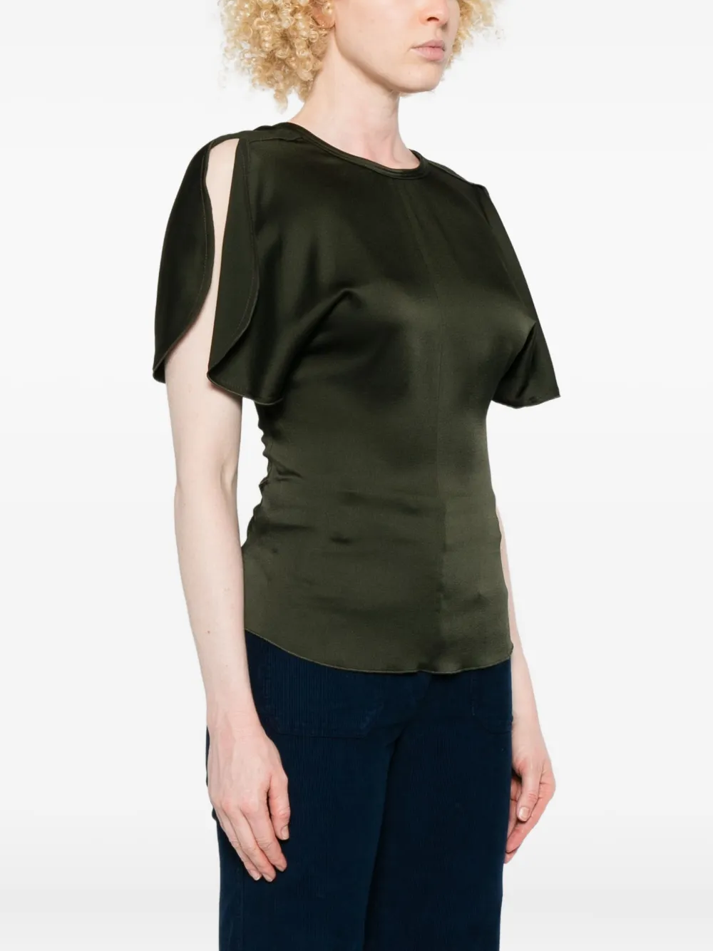 Victoria Beckham Blouse met gedrapeerde mouwen Groen