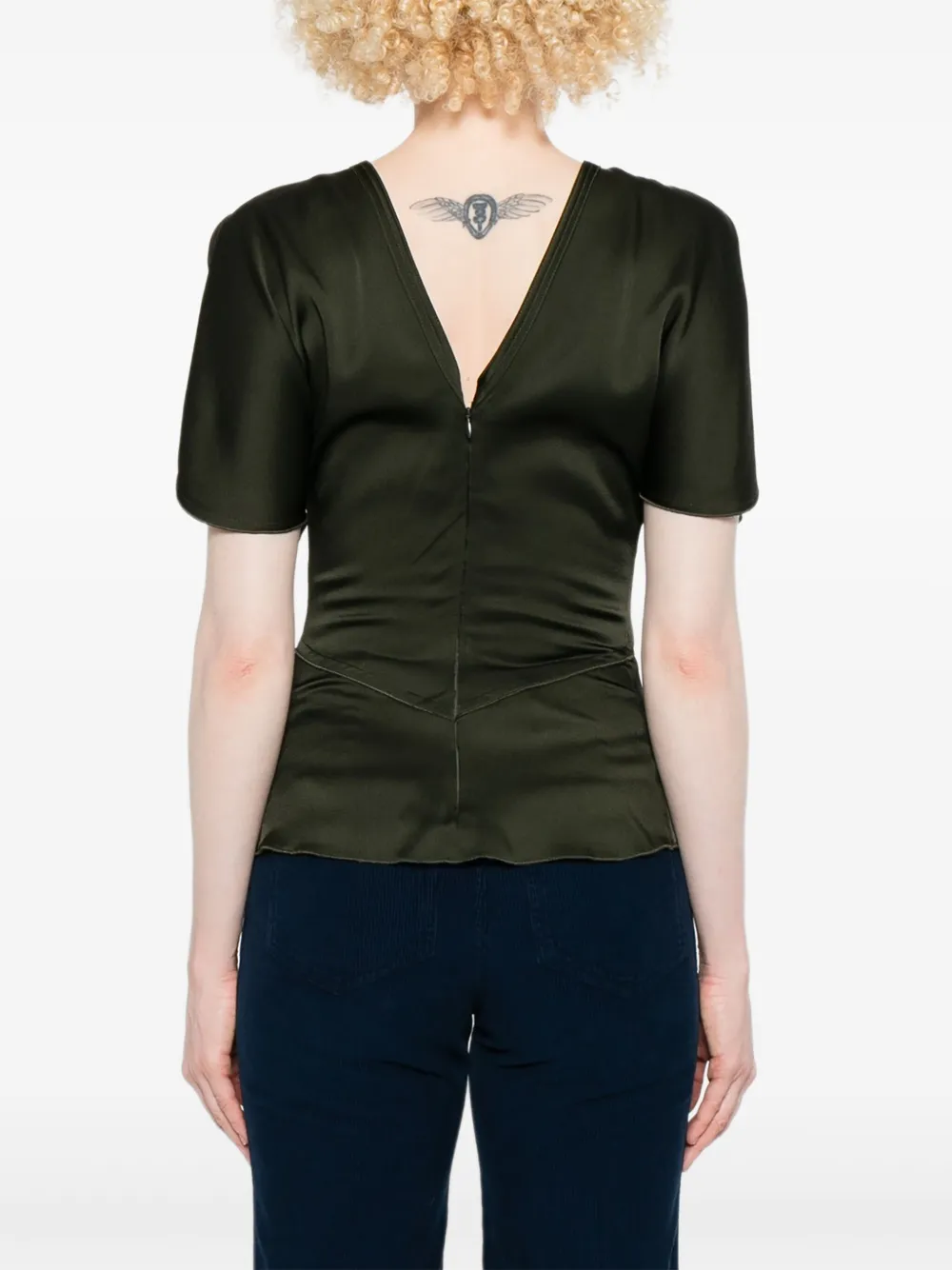 Victoria Beckham Blouse met gedrapeerde mouwen Groen