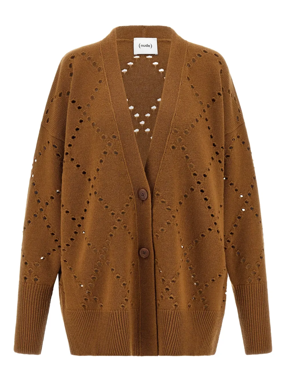 Nude long-sleeve cut-out cardigan | Brown | Image 1