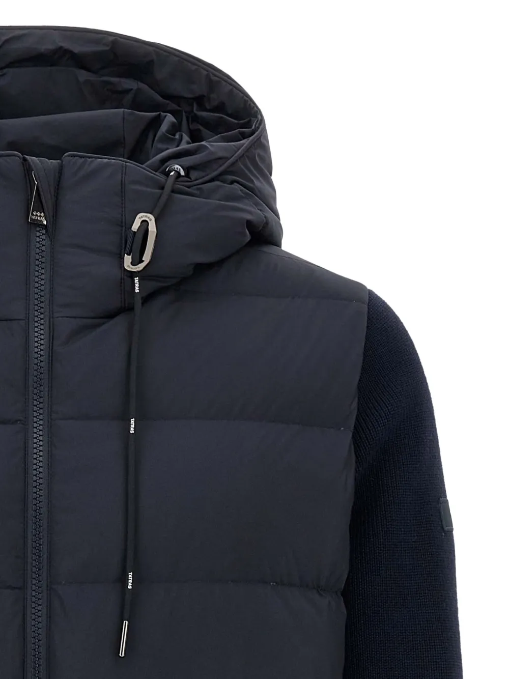 Tatras Keitie Black Down Jacket With Drawstring Hood And Logo Patch On The Side In Tech Fabric Man In Blue