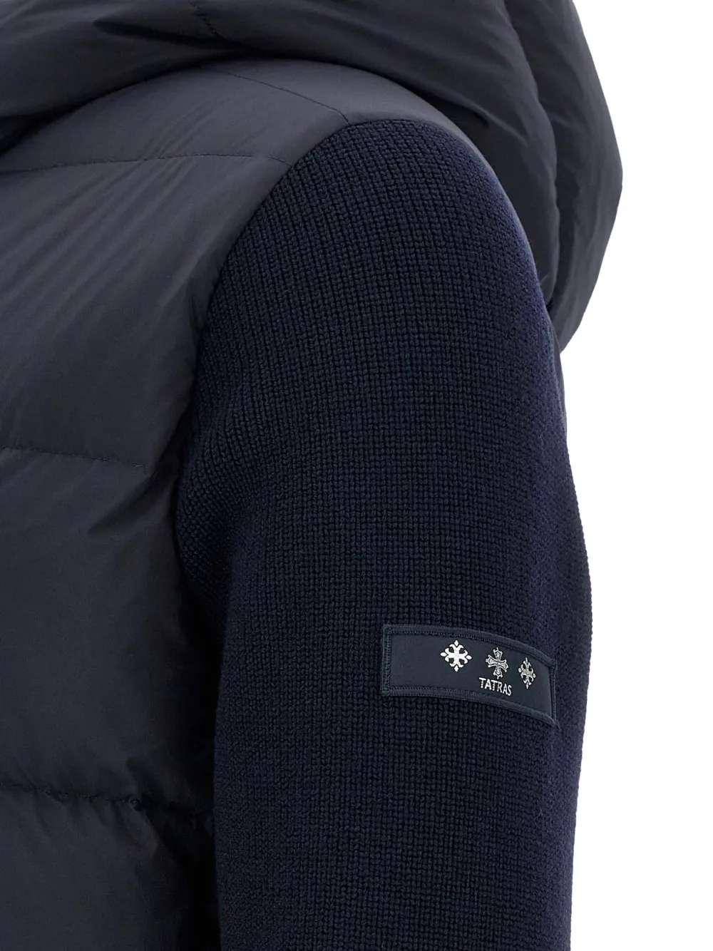 Tatras Keitie Black Down Jacket With Drawstring Hood And Logo Patch On The Side In Tech Fabric Man In Blue