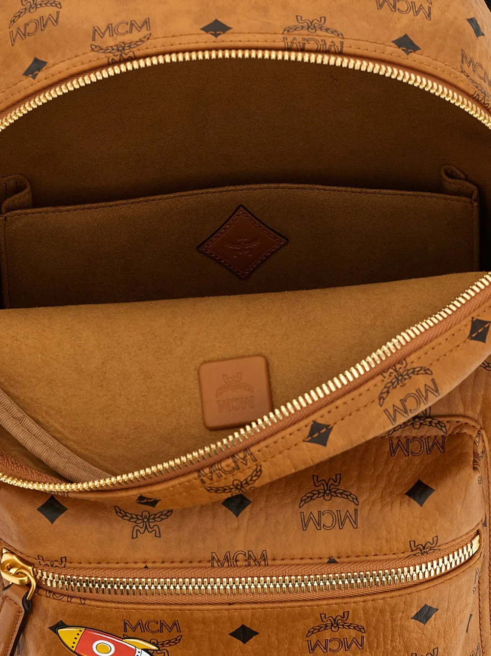 Mcm Visetos-monogram Rocket-print Backpack In Brown