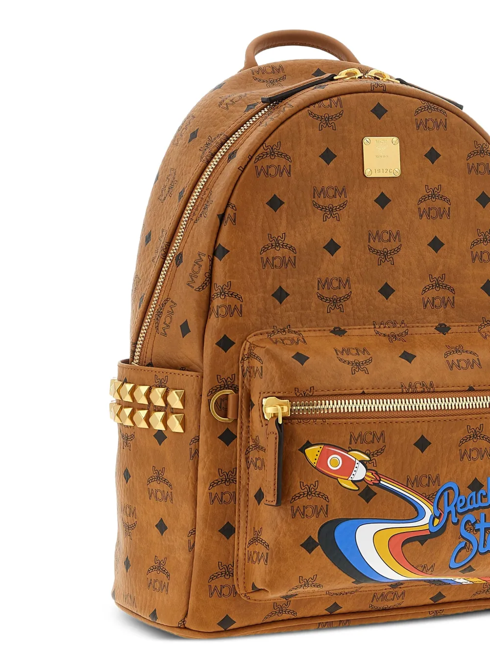 MCM Rugzak met Visetos-monogram en raketprint Bruin