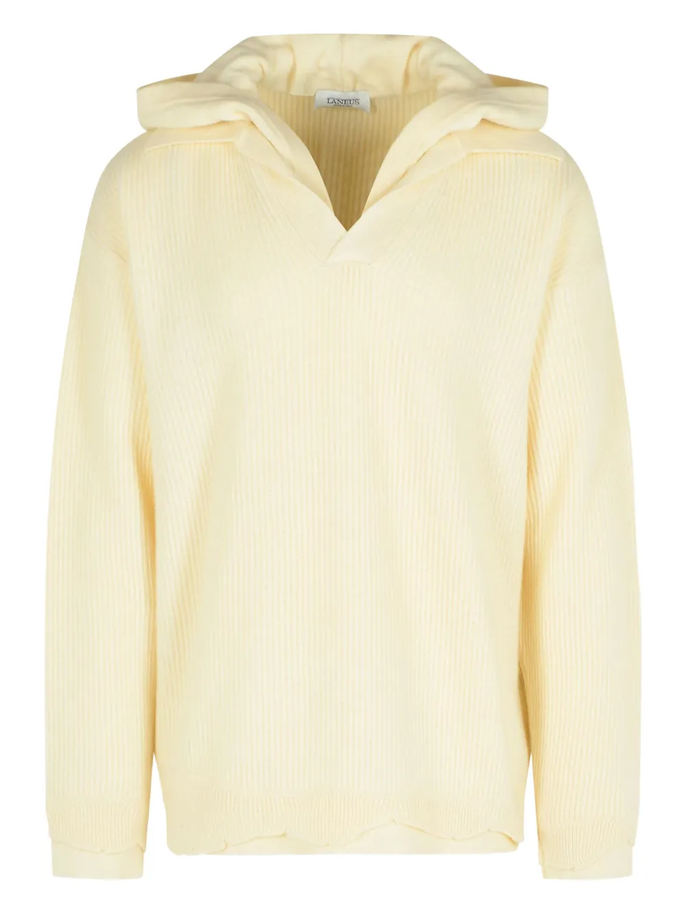 Laneus hooded ribbed-knit sweater - イエロー Laneus hooded ribbed-knit sweater - イエロー