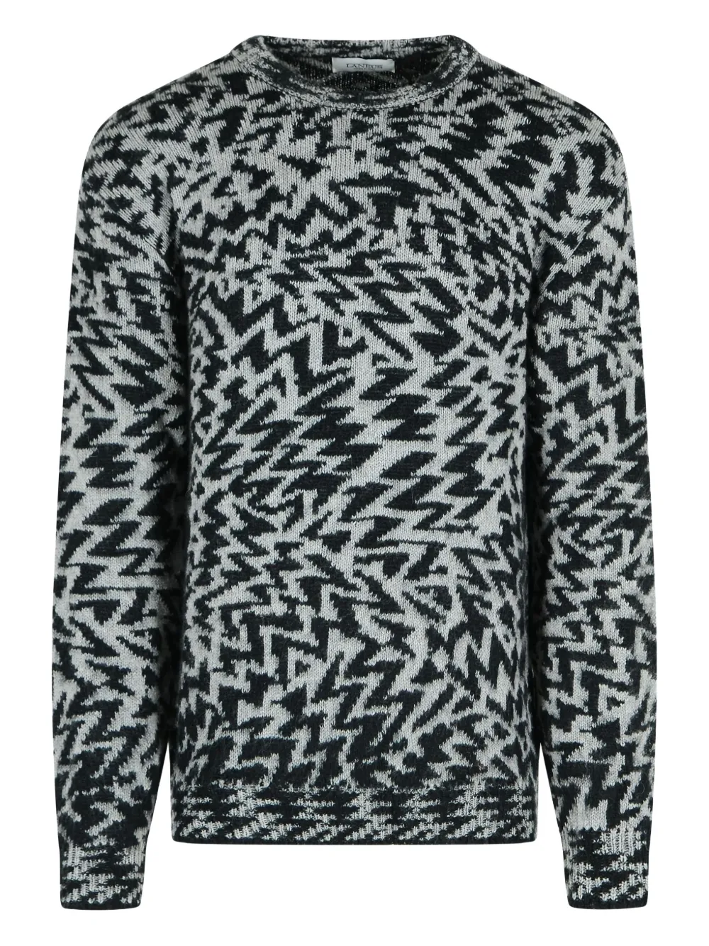 Laneus abstract-pattern crew-neck sweater - グレー Laneus abstract-pattern crew-neck sweater - グレー