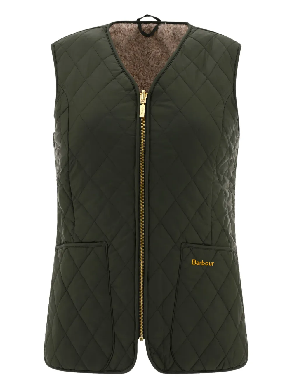 Barbour Quilted Diamond-pattern Gilet In Green