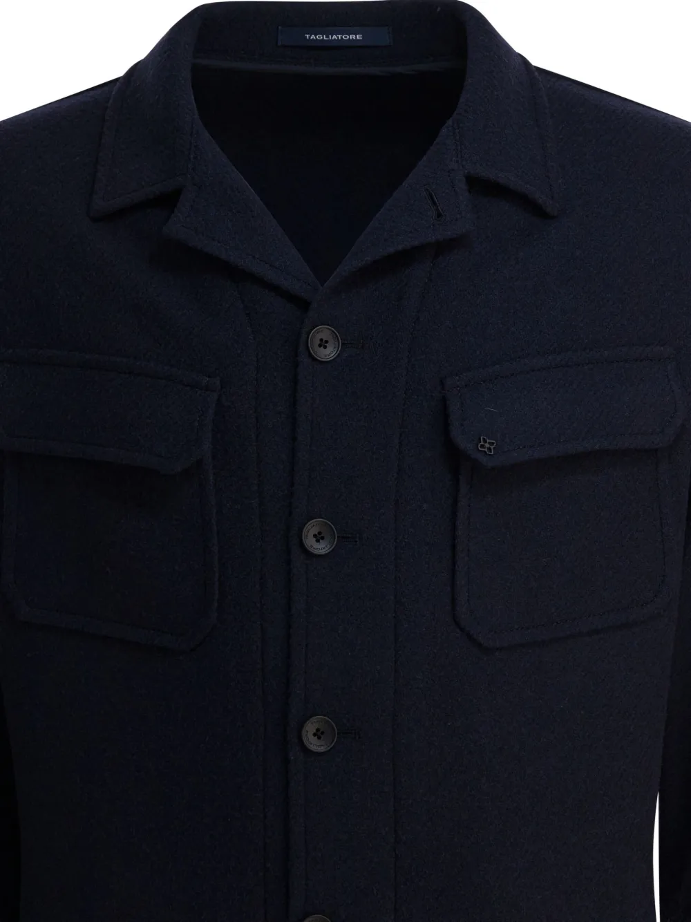 Tagliatore Chest And Side Pockets Collared Long Sleeves In Blue