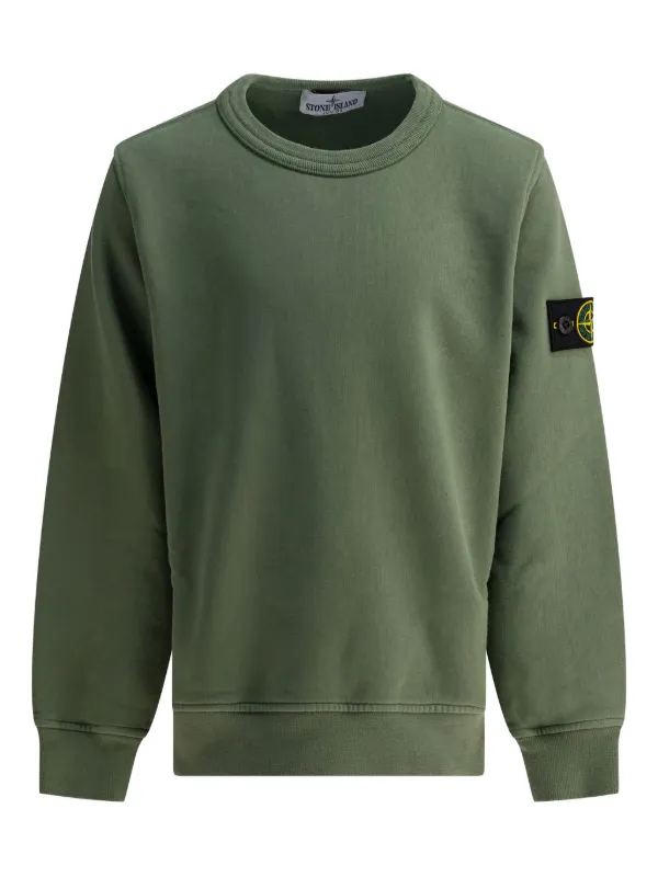 Stone Island Junior logo-patch crew-neck Sweatshirt Green Farfetch