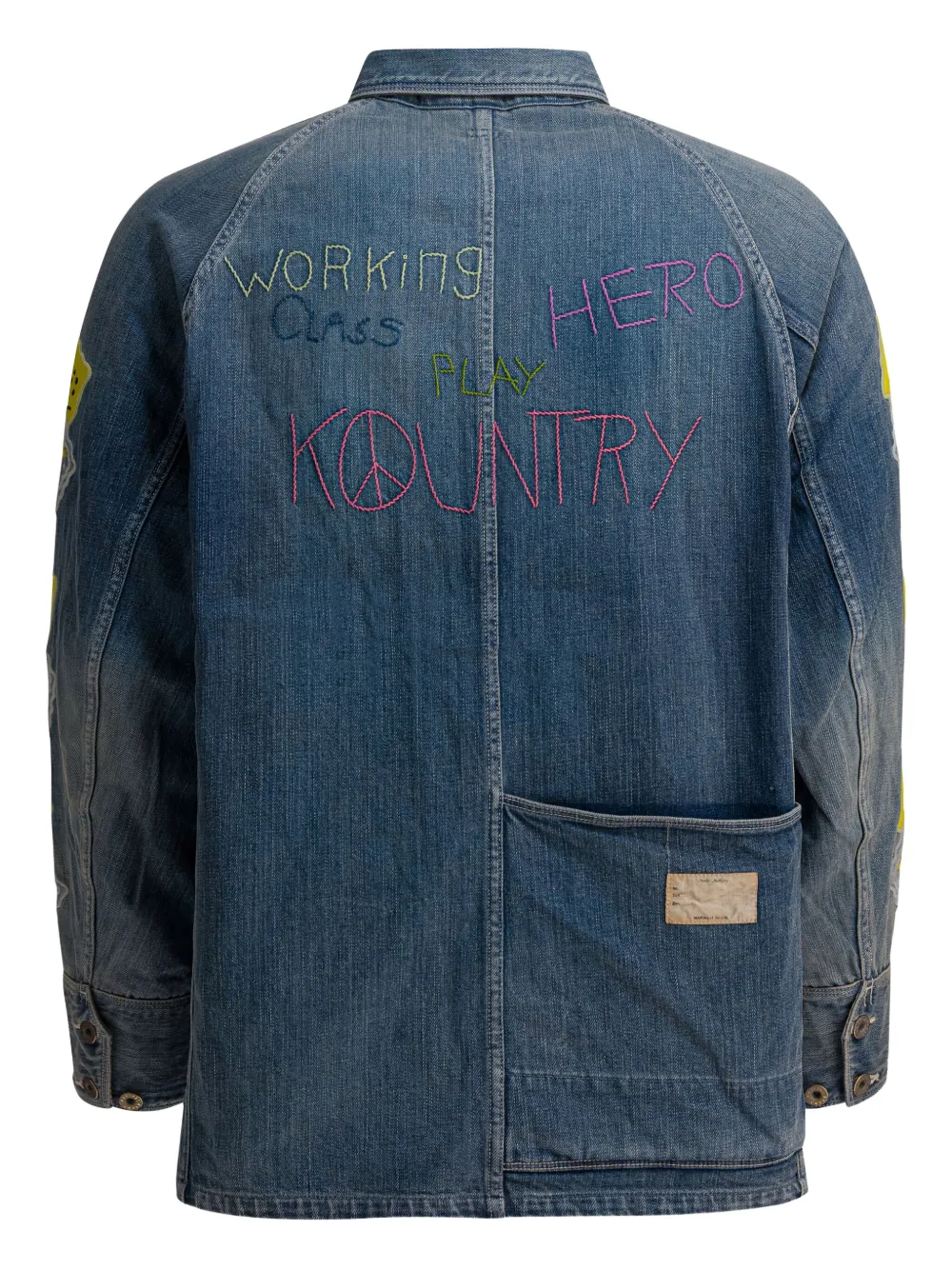 KAPITAL Denim jack met opgestikte zak Blauw