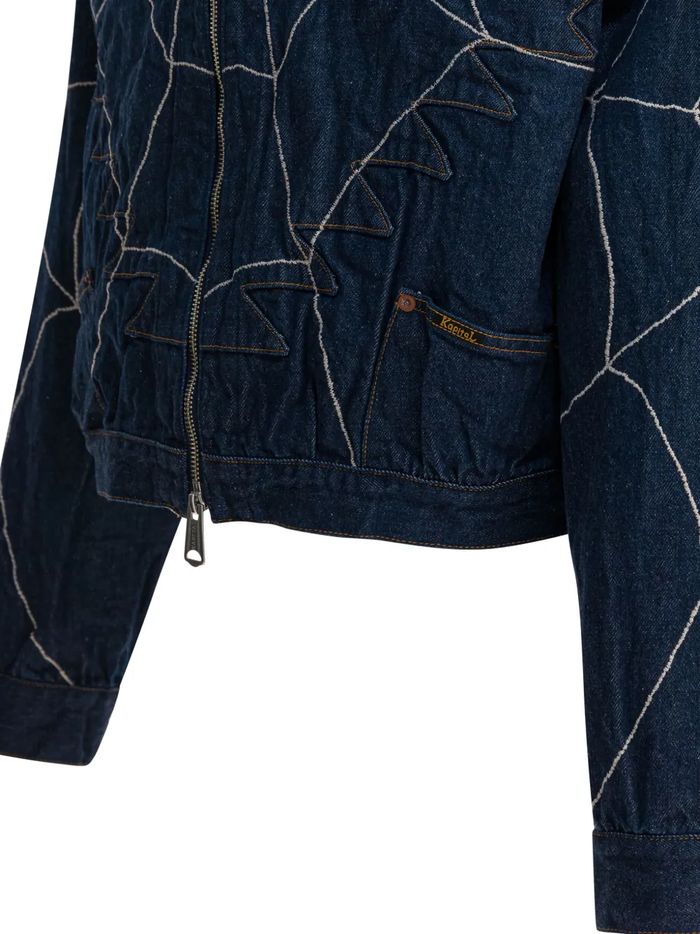 KAPITAL Spijkerjack met geborduurd spinnenweb Blauw