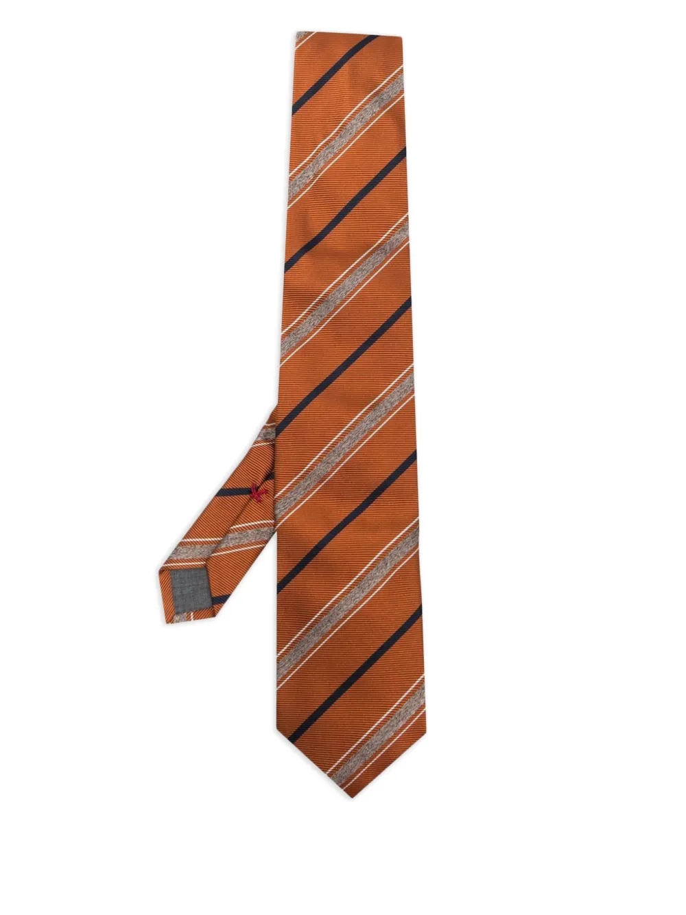 Brunello Cucinelli Striped Silk Tie In Brown