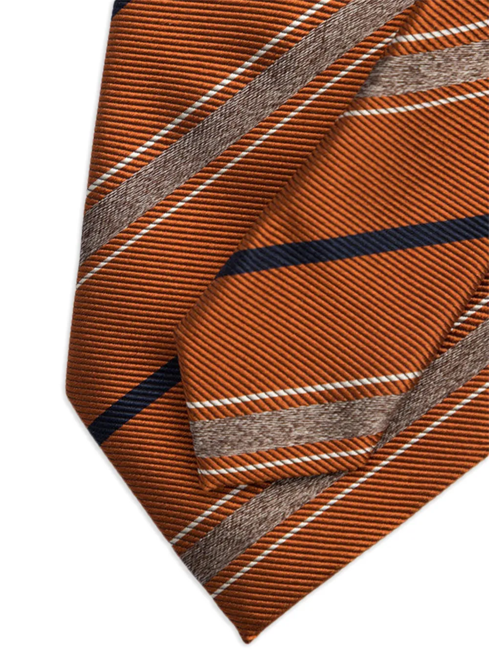 Brunello Cucinelli Striped Silk Tie In Brown