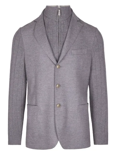 Eleventy ribbed-sleeve buttoned blazer
