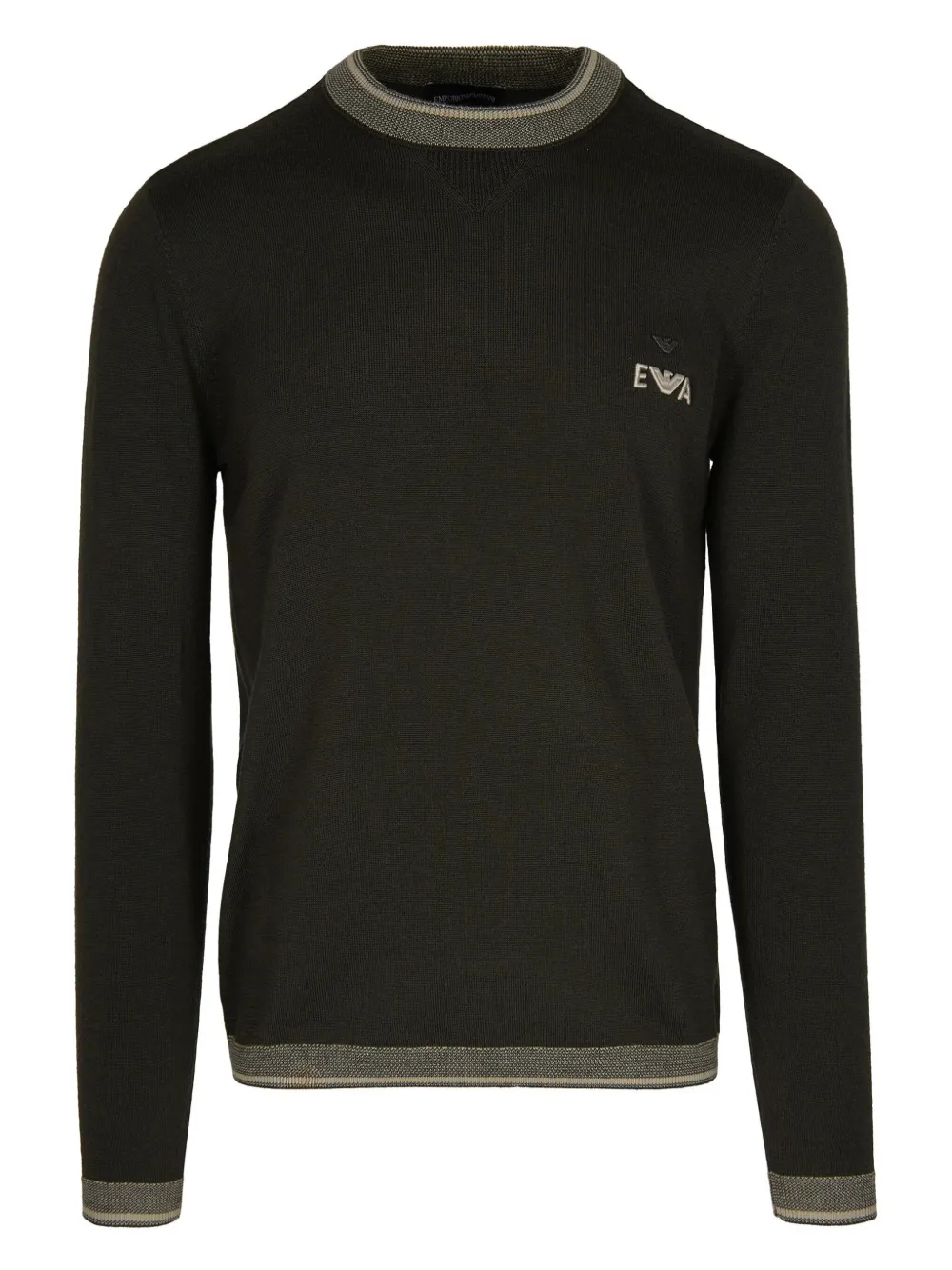 Emporio Armani logo-embroidered ribbed-knit jumper | Black | Image 1